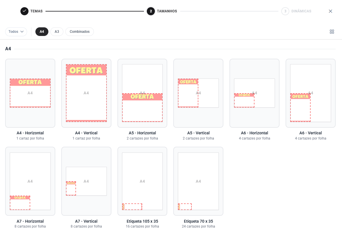 Tamanhos de Cartazes
